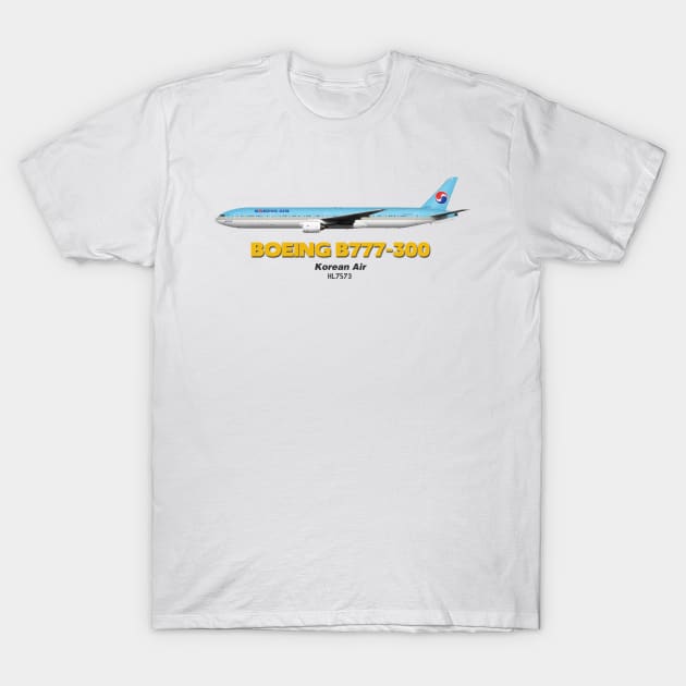 Boeing B777-300 - Korean Air T-Shirt by TheArtofFlying